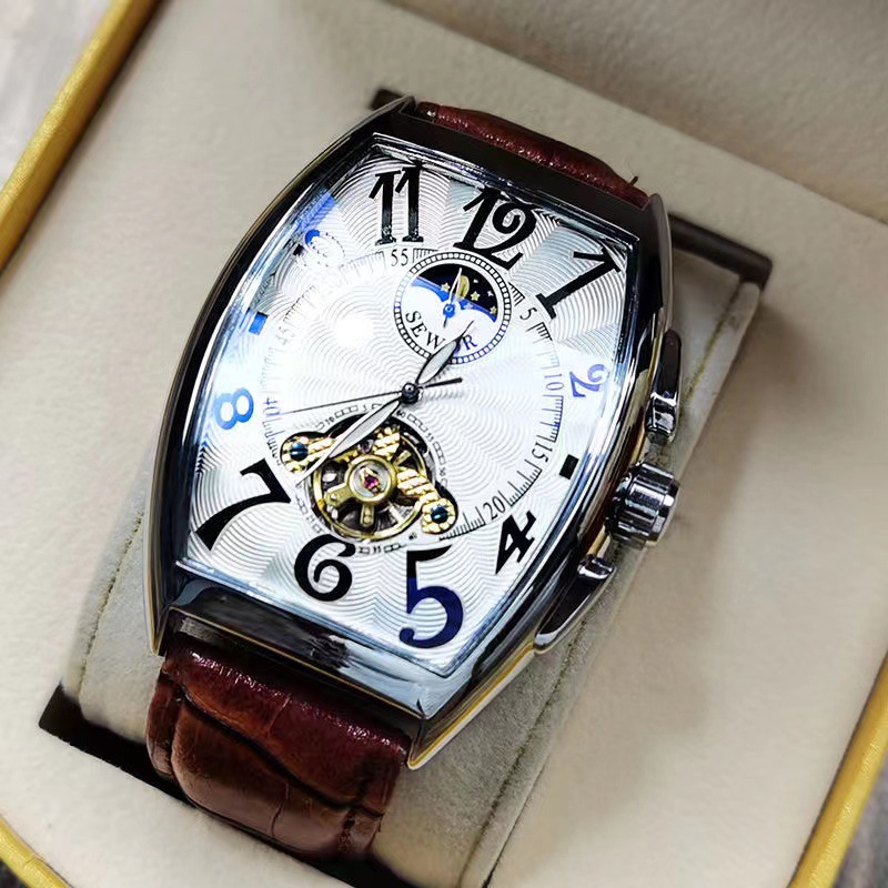 Seiko Watch Presage - SEWOR นาฬิกากลไกชาย Tourbillon นาฬิกาบาร์เรล Shell Moon