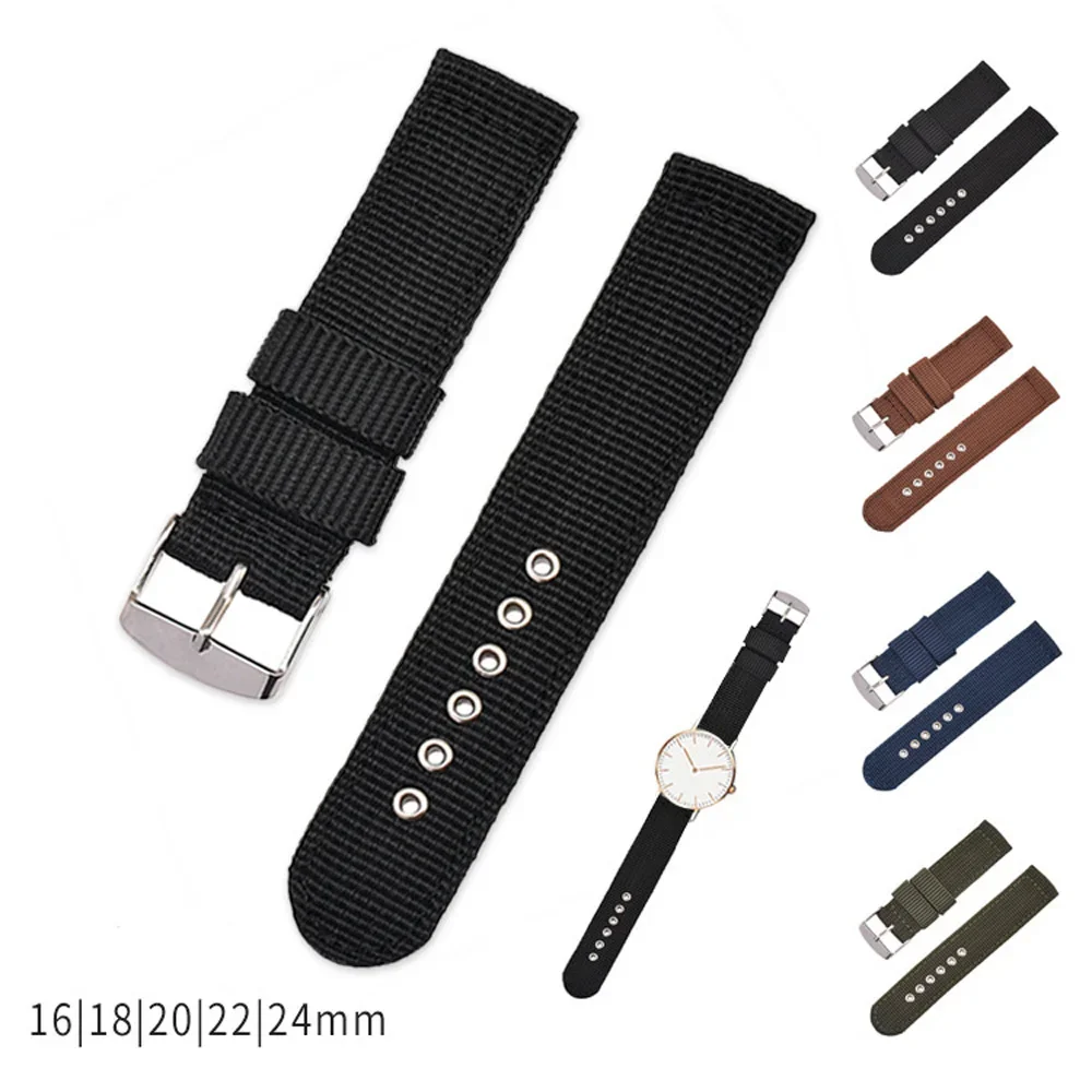 Canvas Strap Watch - สายไนล่อนนิ่มและสะดวกสบายสำหรับเปลี่ยนอเนกประสงค์สายรัดผ้าใบ16มม. 18มม. 20มม. 22มม. 24มม. สายนาฬิกาข้อมือกันน้ำ