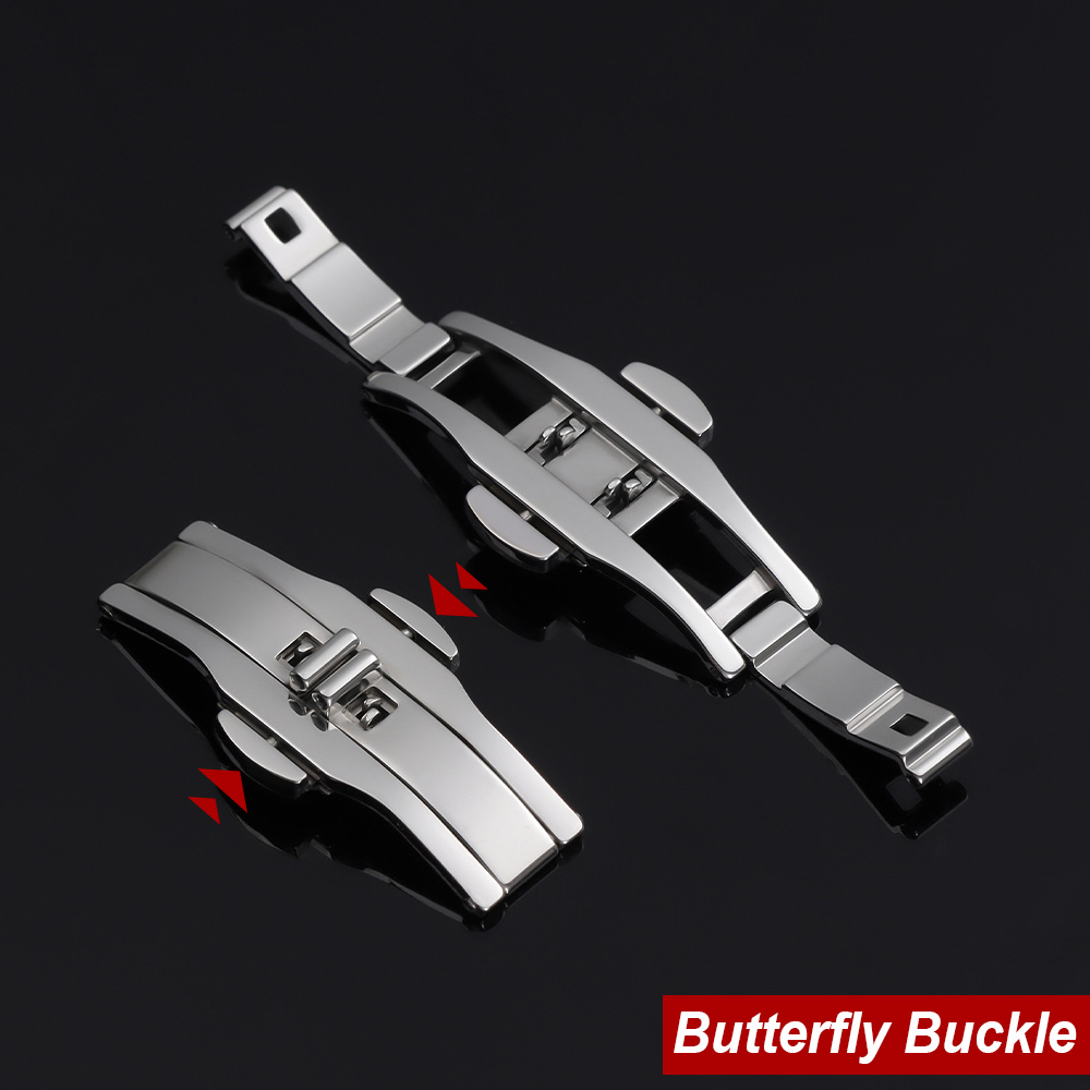 Butterfly Clasp Deployant - อุปกรณ์เสริมนาฬิกา ตัวล็อคสายนาฬิกาแบบกดสองครั้ง อัตโนมัติ แบบผีเสื้อ ตัวล็อคแบบพับได้ ทำจากเหล็ก
