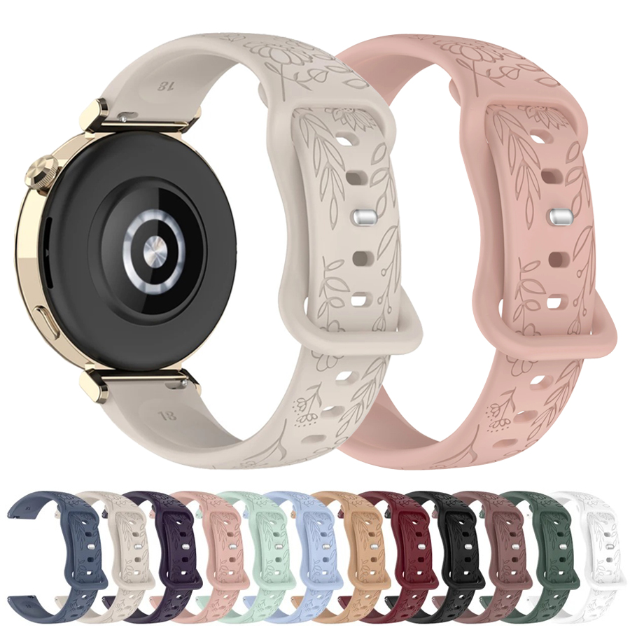 Silicone Watch Band 22Mm - สายซิลิโคนลายดอกไม้ 3D ขนาด 20-22 มม. สำหรับ