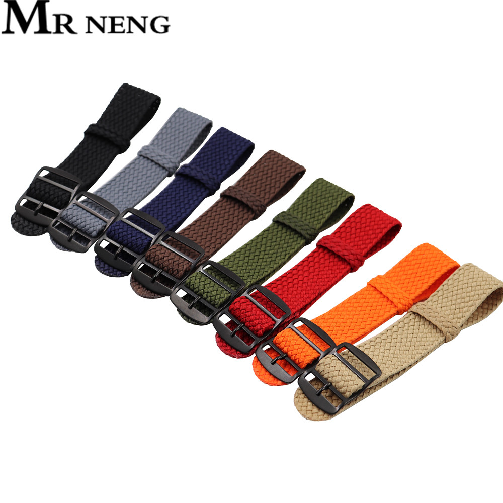 Perlon Strap Woven - 18มม.20มม.22มม.สีสำหรับ Perlon ทอไนลอนนาฬิกาสร้อยข้อมือผ้าทอนาฬิกาสายคล้องคอสีดำเข็มขัดสีเขียว Navy