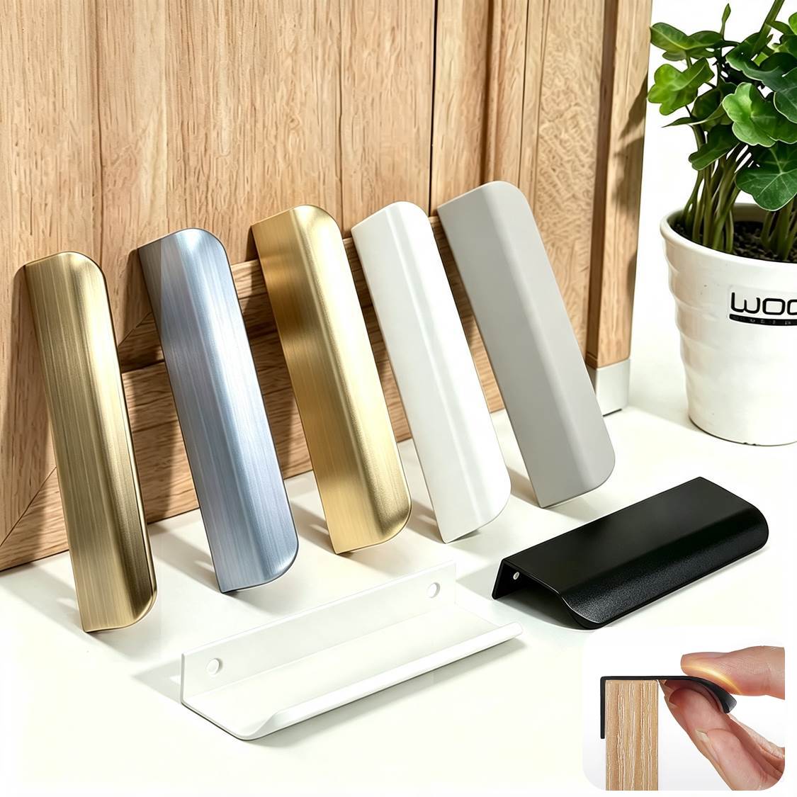 Curved Spring Bar - มือจับตู้อลูมิเนียมแบบซ่อน ขอบโค้งหุ้ม ด้ามจับแบบซ่อนสำหรับตู้เสื้อผ้าและลิ้นชัก ขนาด 80-1200 มม.