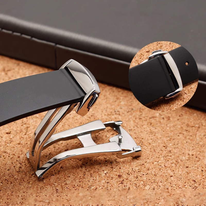 Butterfly Clasp Deployant - หัวเข็มขัดนาฬิกาสแตนเลสสำหรับสายนาฬิกาหนังยางแบบ Omega Deployment Clasp หัวเข็มขัดแบบพับได้ ขนาด