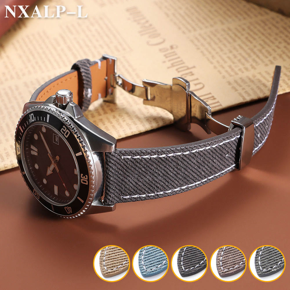 Suede Strap Watch - สายนาฬิกาผ้าเดนิม สายนาฬิกาหนัง ขนาด 18 มม. 20