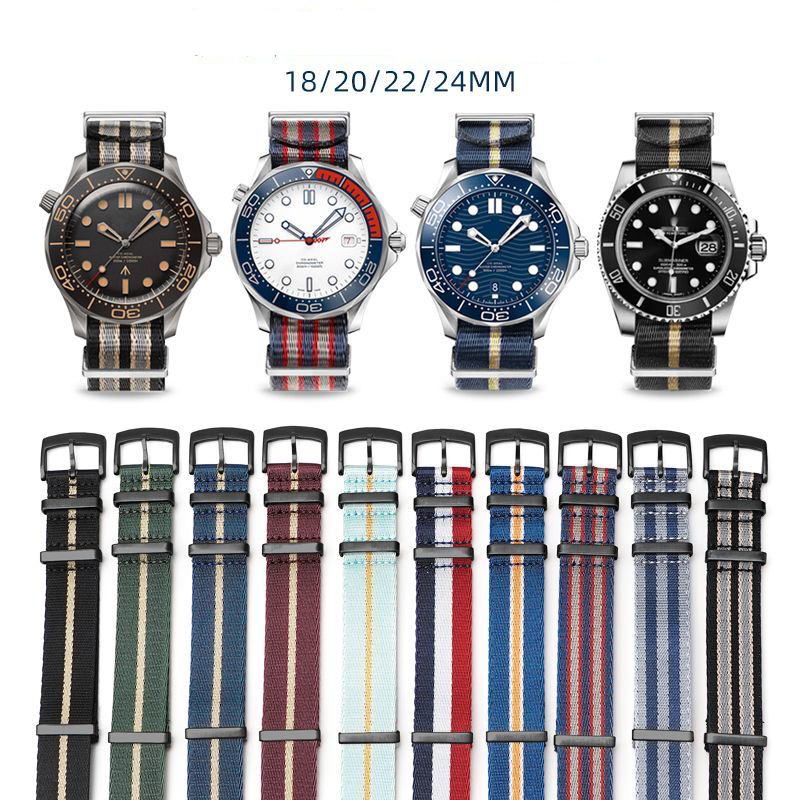 Nato Strap Nylon - สายนาฬิกาไนลอนคุณภาพสูงสำหรับ OMEGA Seamaster Seiko SKX007 สายรัดข้อมือทนทานสำหรับผู้ชายผู้หญิง