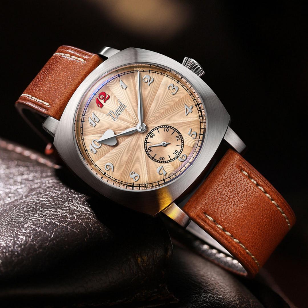 Tropic Strap Vintage - นาฬิกาข้อมือผู้ชายสไตล์วินเทจ หน้าปัดสีแซลมอน ระบบอัตโนมัติ ST17 กันน้ำ ตัวเรือนสแตนเลส