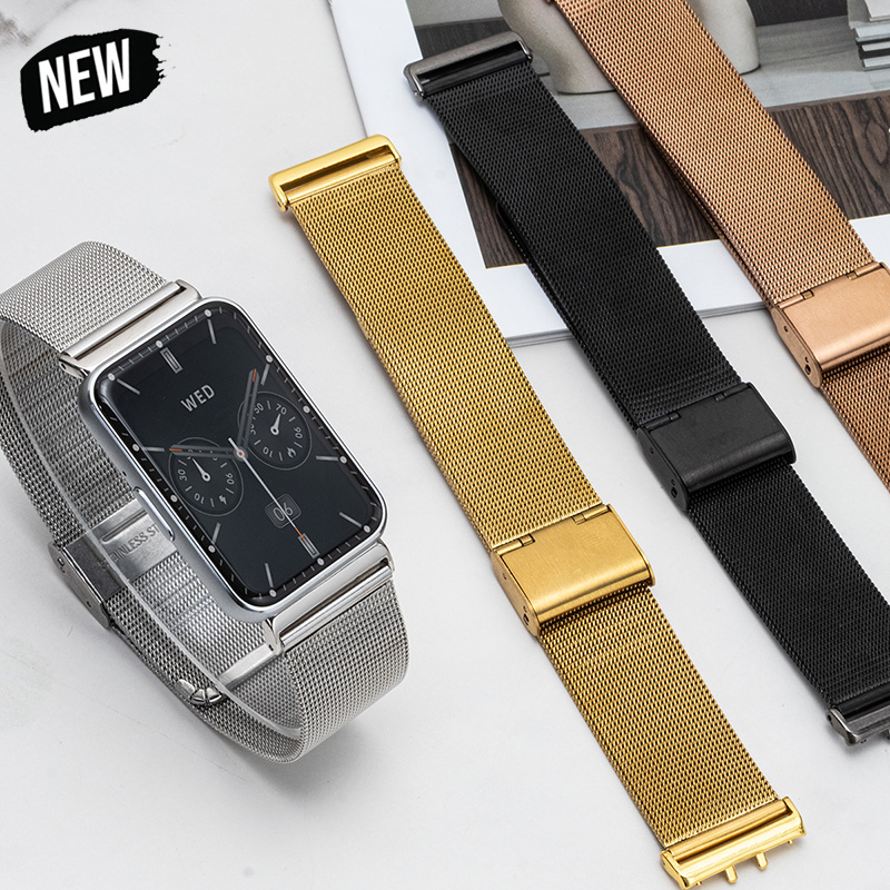 Mesh Strap Metal - สายสแตนเลสสำหรับนาฬิกาซัมซุง กาแล็คซี่ ฟิต 3 สายโลหะตาข่ายหรูหราสำหรับนาฬิกาอัจฉริยะ กาแล็คซี่