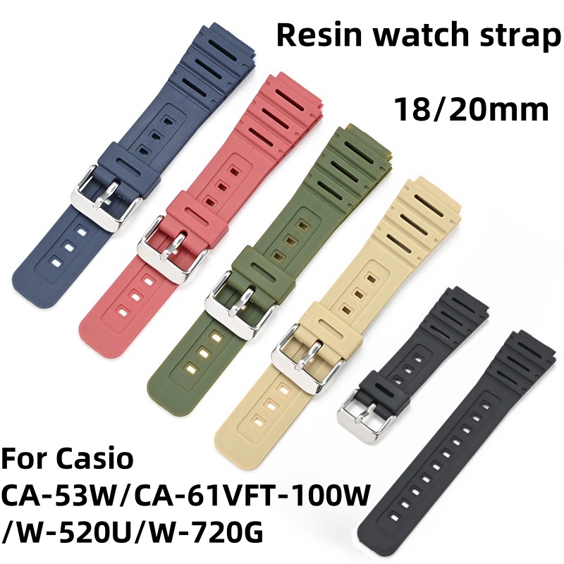 Nato Strap Nylon - 18 มม.20 มม.เรซิ่นสายนาฬิกาเฉพาะปากนูนสายรัดข้อมือหัวเข็มขัดสแตนเลสสําหรับ CA-53W/CA-61VFT-100W/W-520U/W-720G