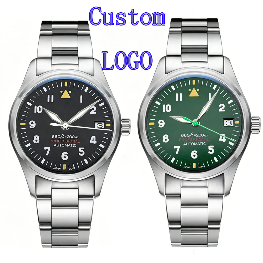 Stainless Bracelet Diver - นาฬิกาข้อมือผู้ชายแบบนักบิน ขนาด 36 มม. 39 มม.