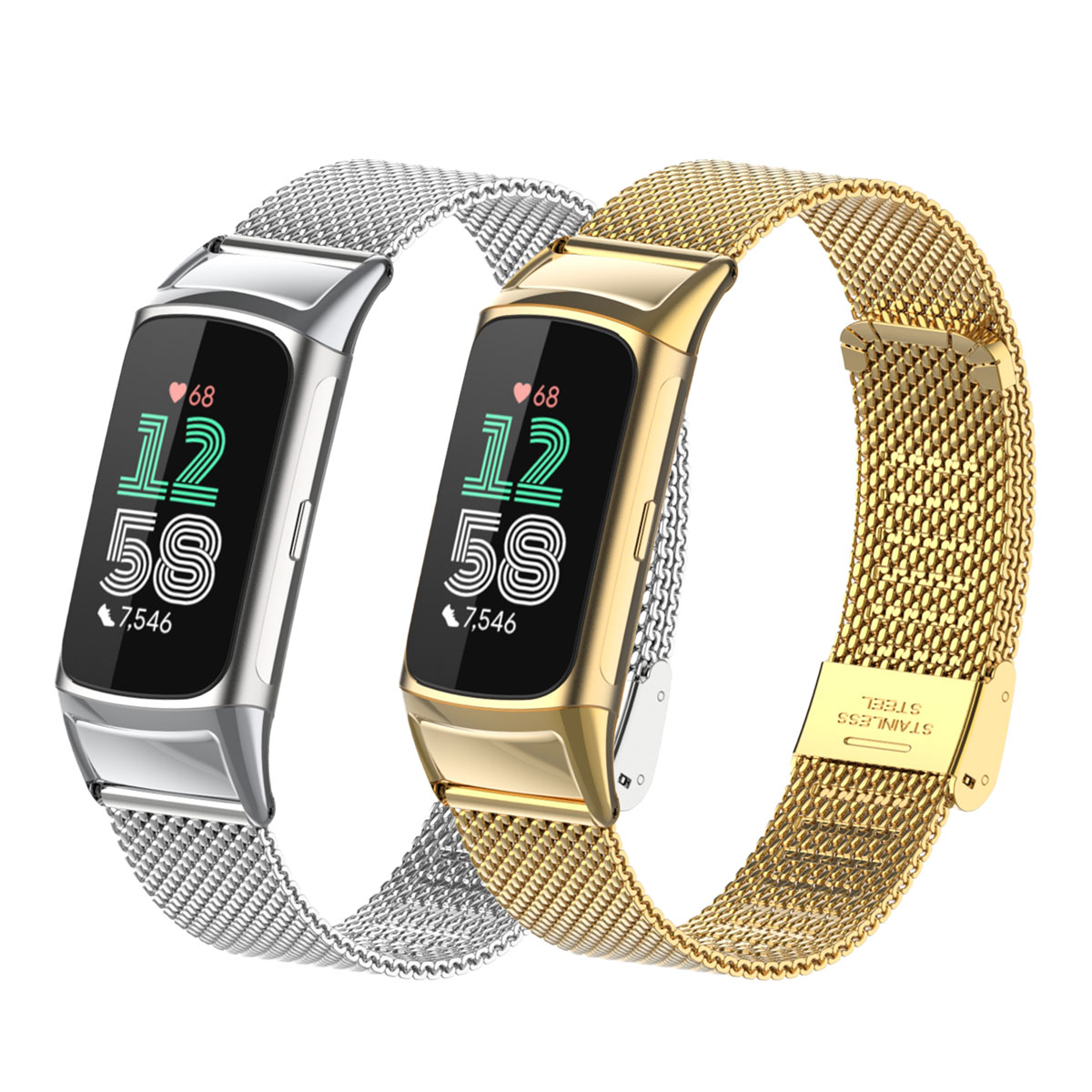 Mesh Strap Metal - เหมาะสำหรับฟิตบิท ชาร์จ 5/6 สายโลหะตาข่ายสแตนเลส, สายโลหะทออย่างละเอียด, สายทดแทนชาร์จ