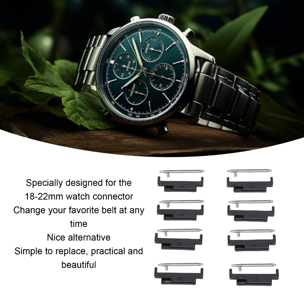 Strap Change Adapter - อะแดปเตอร์สายนาฬิกาโลหะ 4 คู่ อะแดปเตอร์สายนาฬิกาสแตนเลสสตีลอเนกประสงค์ อะแดปเตอร์สายนาฬิกาสีดำ สำหรับเปลี่ยนสายนาฬิกา