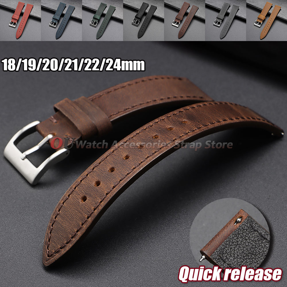 Leather Strap Quick Release - สายนาฬิกาหนังวัวแท้แบบวินเทจ ขนาด 18 มม. 19 มม.