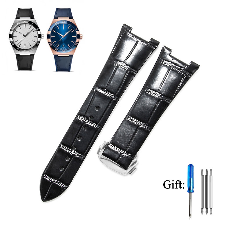 Omega Watch Constellation - สายหนังสำหรับนาฬิกาโอเมก้า คอนสเตลเลชั่น ซีรีส์สายนาฬิกาคุณภาพสูงนาฬิกาผู้ชายแบบนุ่มสร้อยข้อมือสายรัดข้อมือ 25x13 มม.25x14 มม.