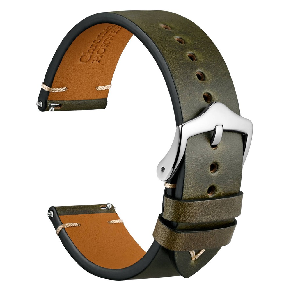 Leather Strap Quick Release - Wocci สายนาฬิกาหนังเคลือบแว็กซ์น้ำมัน18มม. 20มม. 22มม. คอลเลกชั่นหนังลายวินเทจสายรัดแบบปรับได้อย่างรวดเร็ว