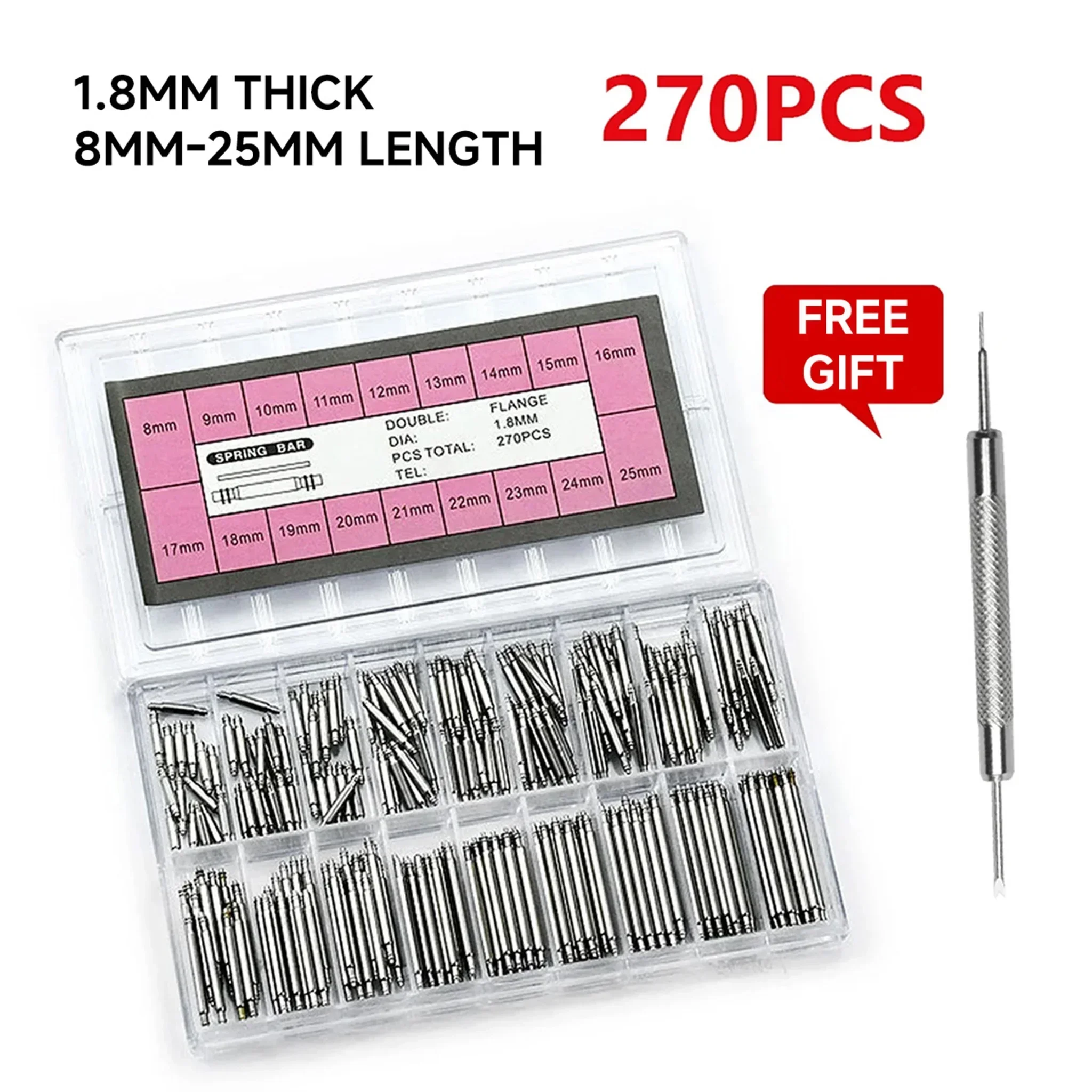 270 ชิ้น/เซ็ตสแตนเลสสตีลสปริงบ - Spring Bar Tool Set บทวิจารณ์และราคา