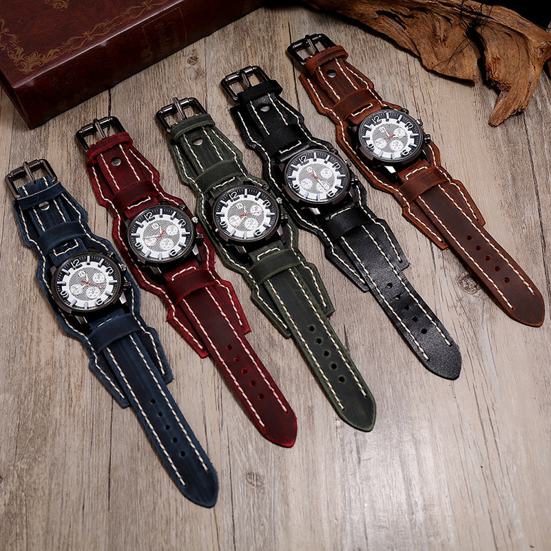 ใหม่ Retro Mens นาฬิกาหนังแท้ก - Leather Watch Band Men บทวิจารณ์และราคา