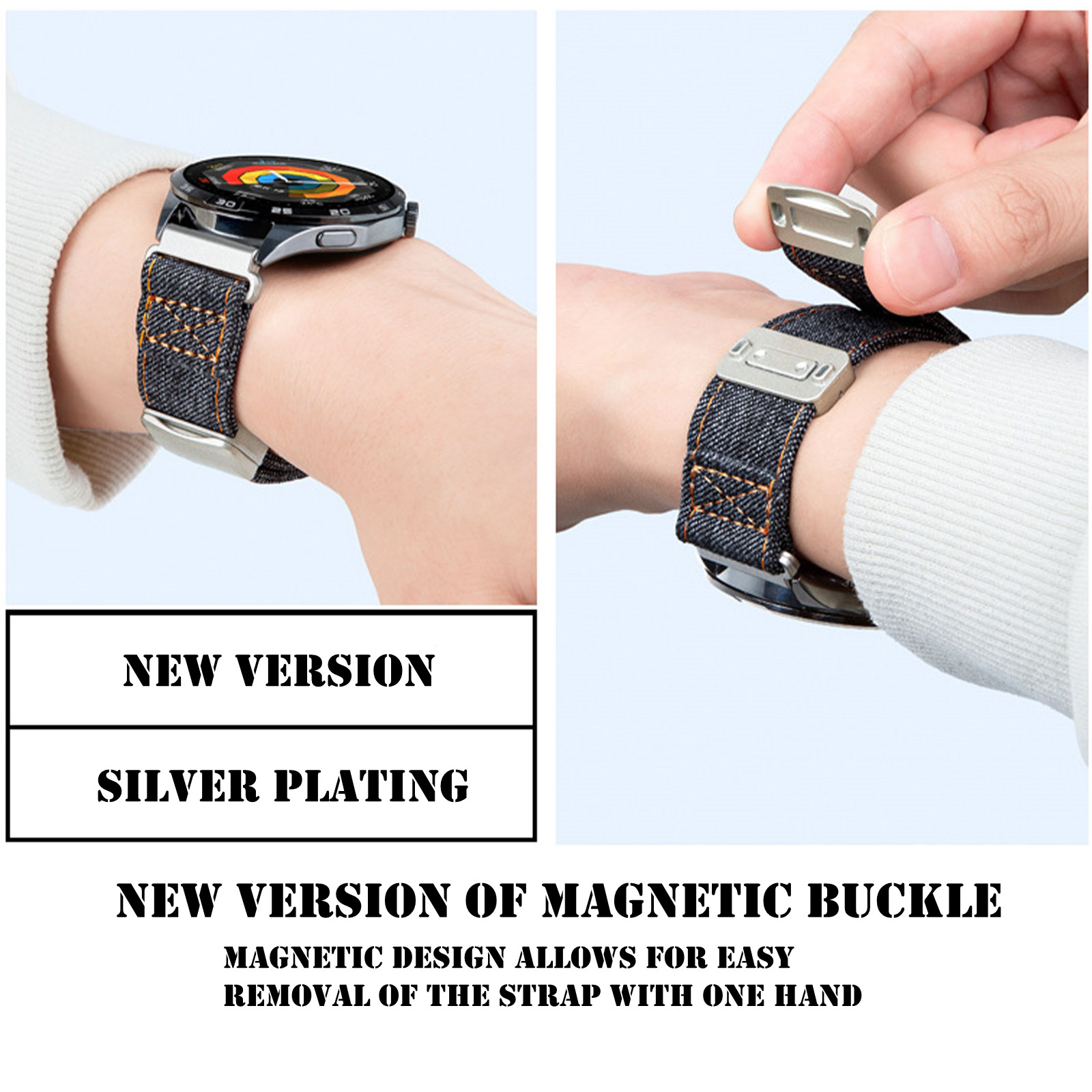 สายแม่เหล็กสำหรับสายรัดอมาซฟิต - Canvas Strap Watch บทวิจารณ์และราคา