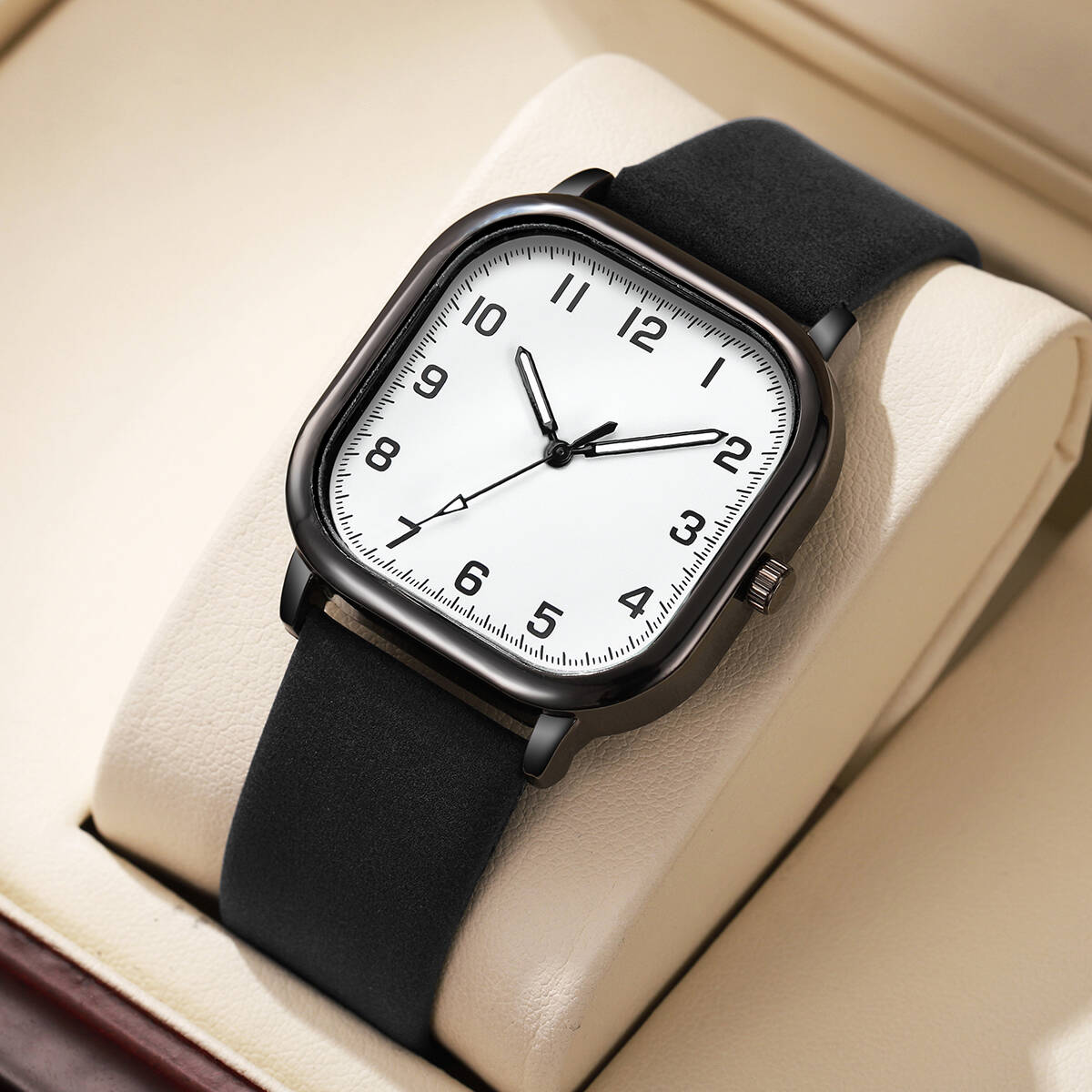 แฟชั่นผู้ชายธุรกิจนาฬิกาสแควร์ - Leather Watch Band Men บทวิจารณ์และราคา