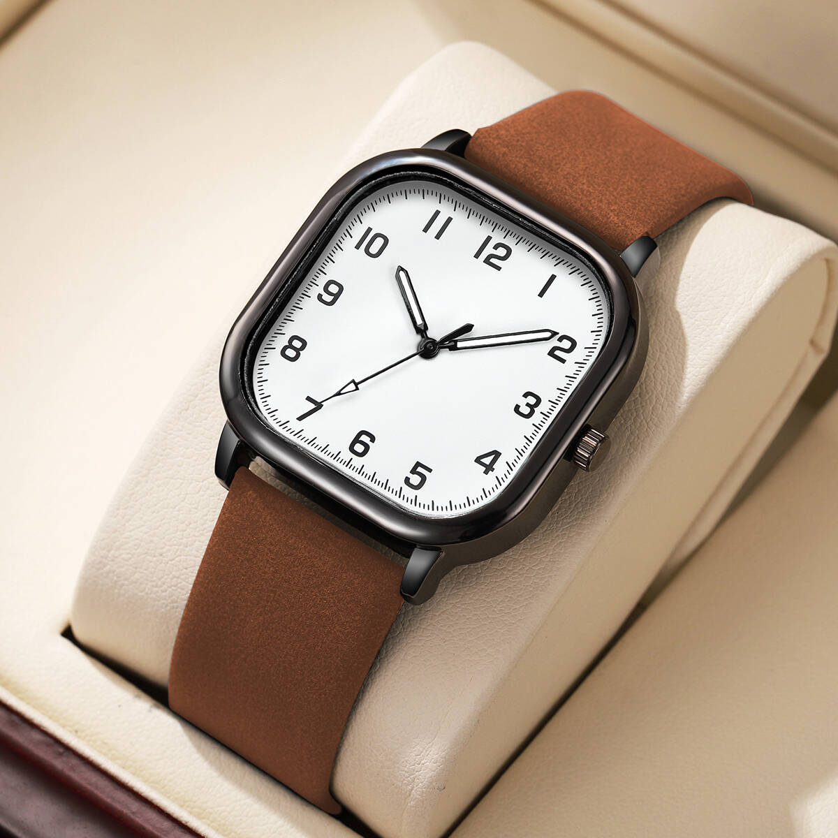 แฟชั่นผู้ชายธุรกิจนาฬิกาสแควร์ - Leather Watch Band Men บทวิจารณ์และราคา