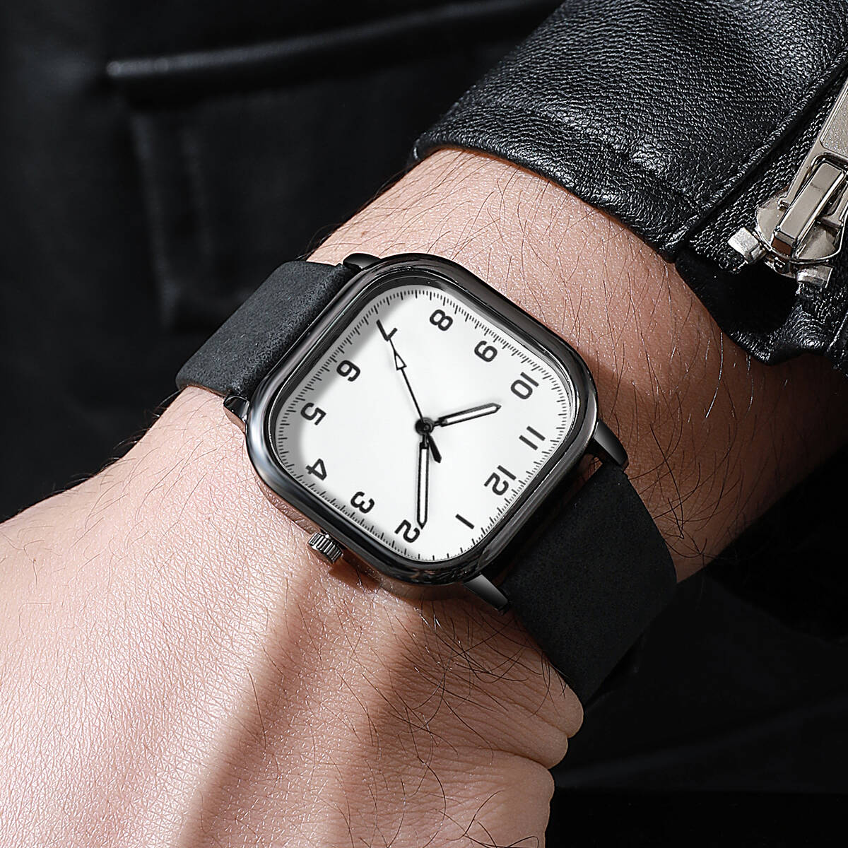 แฟชั่นผู้ชายธุรกิจนาฬิกาสแควร์ - Leather Watch Band Men บทวิจารณ์และราคา