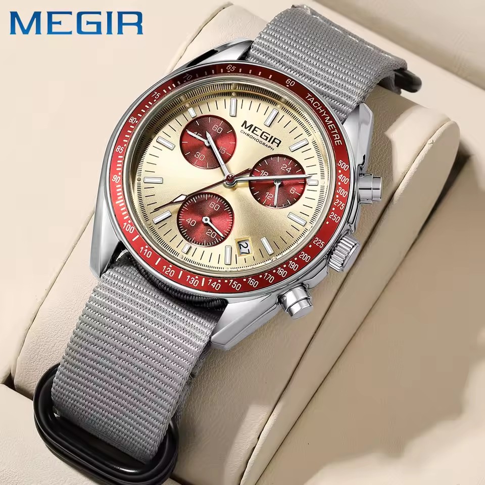 MEGIR 2247 ชายหรูหราควอตซ์นาฬิ - Canvas Strap Watch บทวิจารณ์และราคา