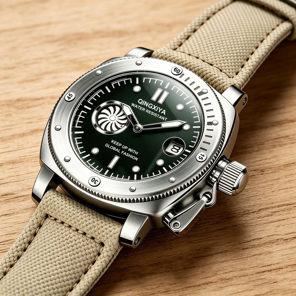 นาฬิกาควอตซ์สายผ้าแคนวาสสีคาคี - Canvas Strap Watch บทวิจารณ์และราคา