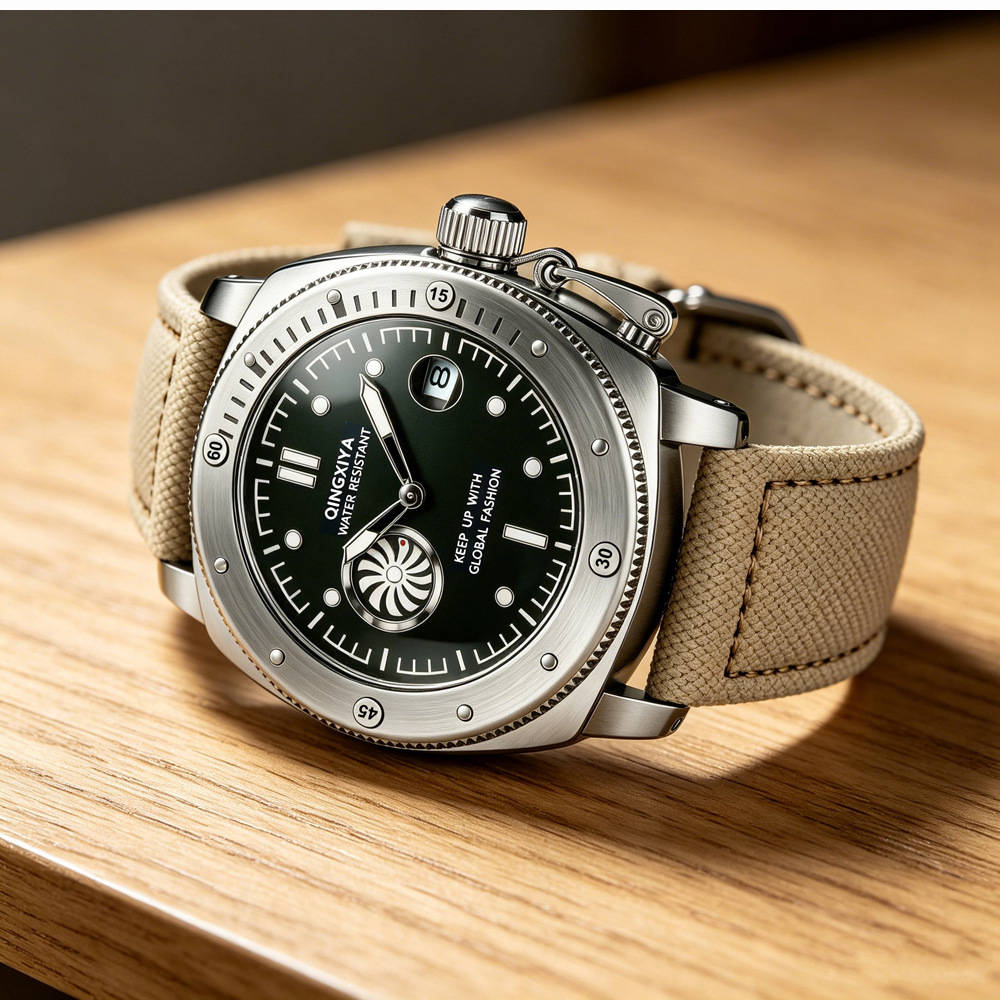 นาฬิกาควอตซ์สายผ้าแคนวาสสีคาคี - Canvas Strap Watch บทวิจารณ์และราคา