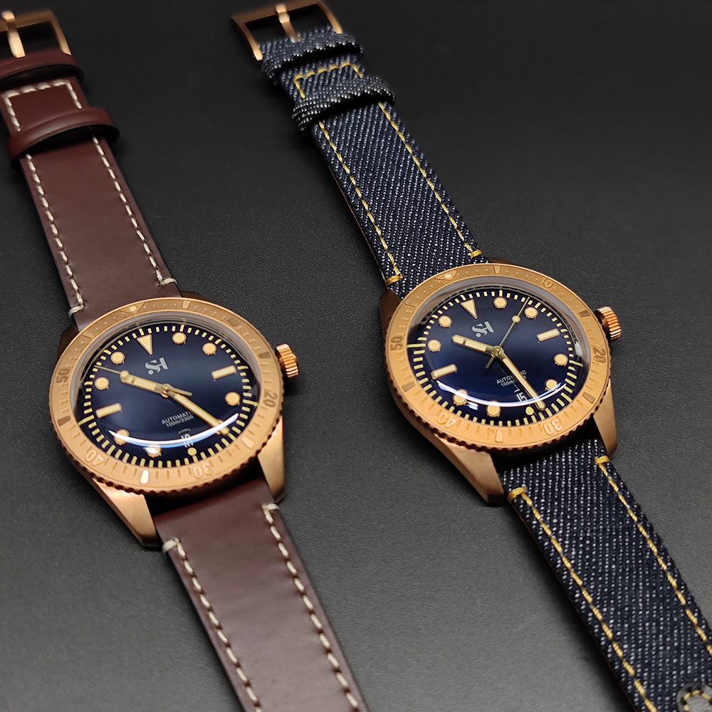 นาฬิกาผู้ชายสีบรอนซ์42มม. นาฬิ - Canvas Strap Watch บทวิจารณ์และราคา