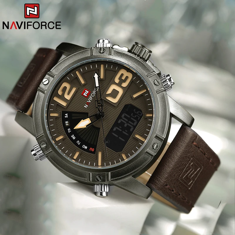 NAVIFORCE แบรนด์ชั้นนำนาฬิกาผู - Leather Watch Band Men บทวิจารณ์และราคา