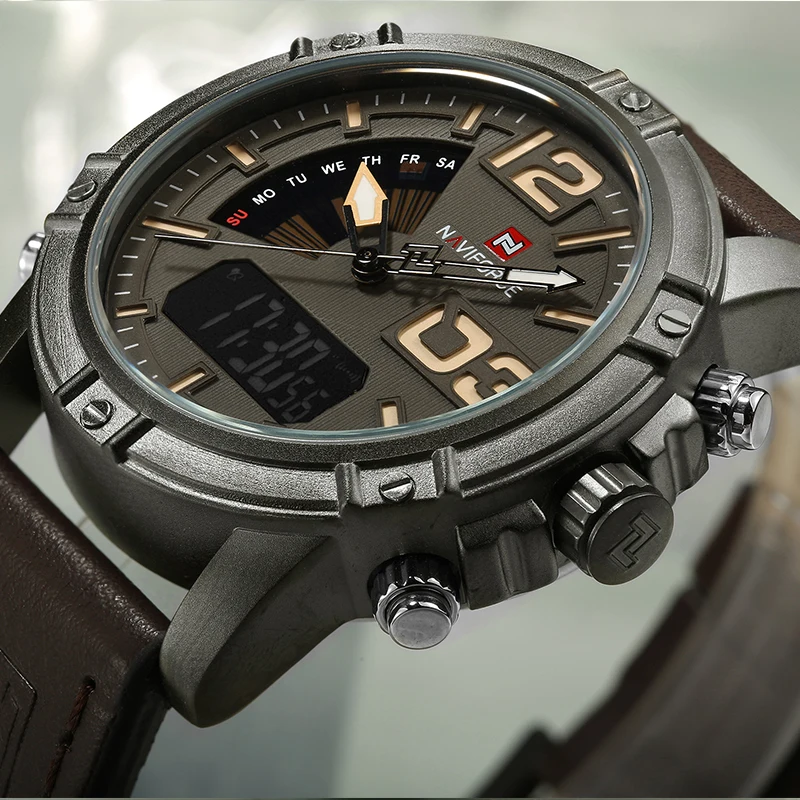 NAVIFORCE แบรนด์ชั้นนำนาฬิกาผู - Leather Watch Band Men บทวิจารณ์และราคา