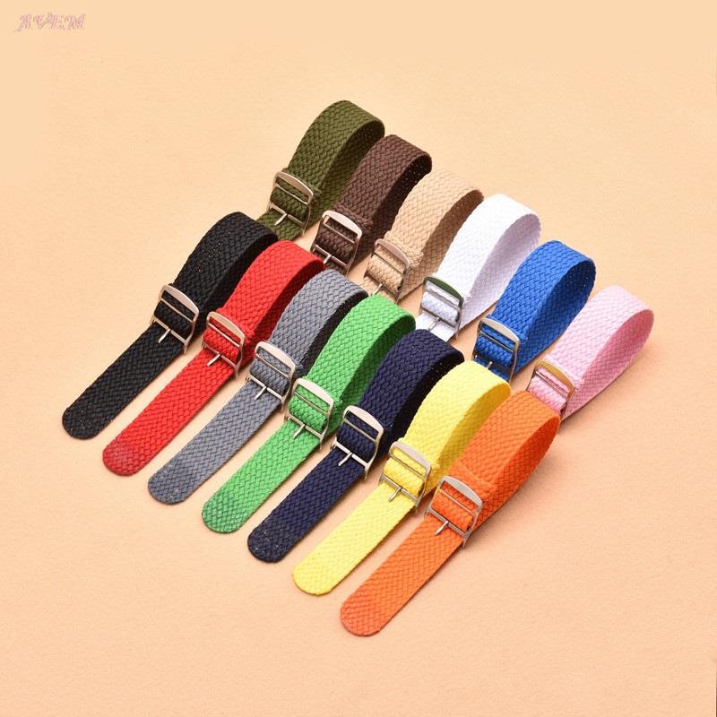 ผ้าใบกีฬานาฬิกาที่มีสีสันไนลอน - Perlon Strap Woven บทวิจารณ์และราคา