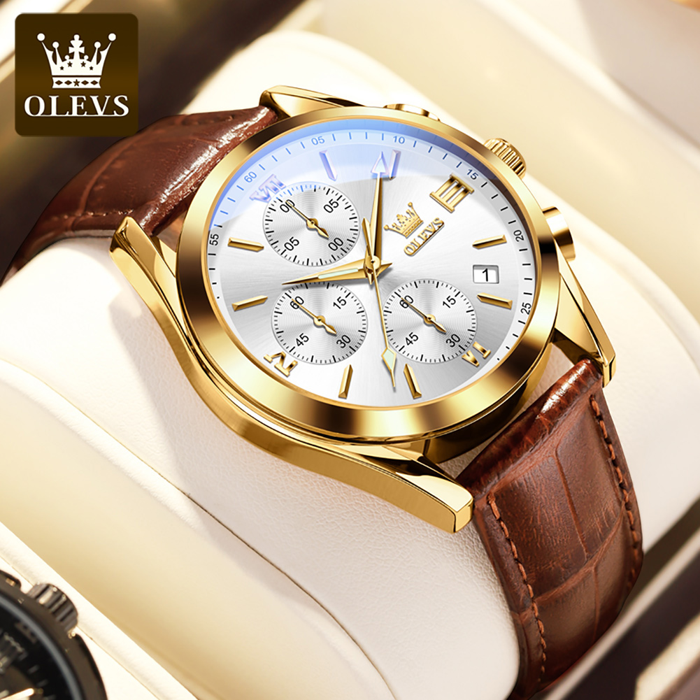 OLEVS 2872นาฬิกาควอตซ์สำหรับผู - Leather Watch Band Men บทวิจารณ์และราคา