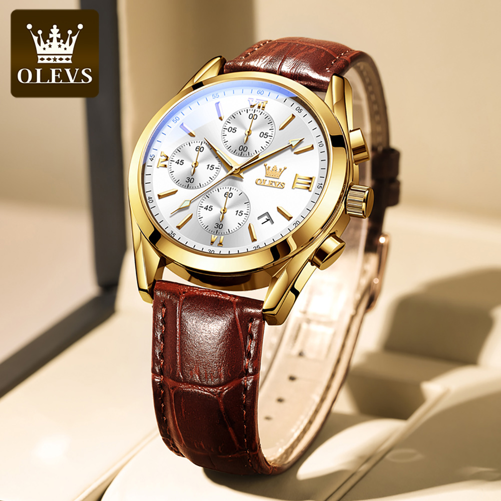 OLEVS 2872นาฬิกาควอตซ์สำหรับผู - Leather Watch Band Men บทวิจารณ์และราคา