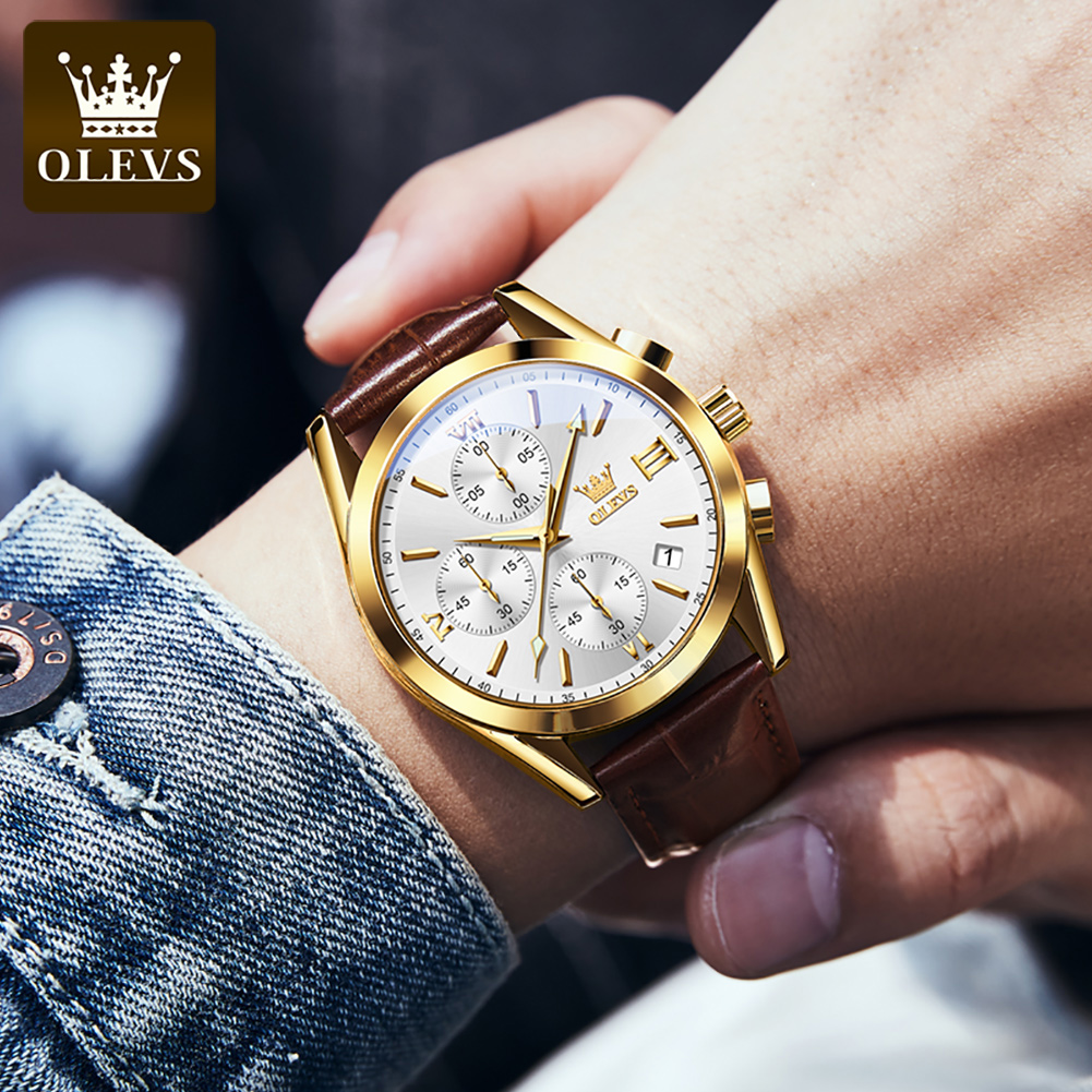 OLEVS 2872นาฬิกาควอตซ์สำหรับผู - Leather Watch Band Men บทวิจารณ์และราคา