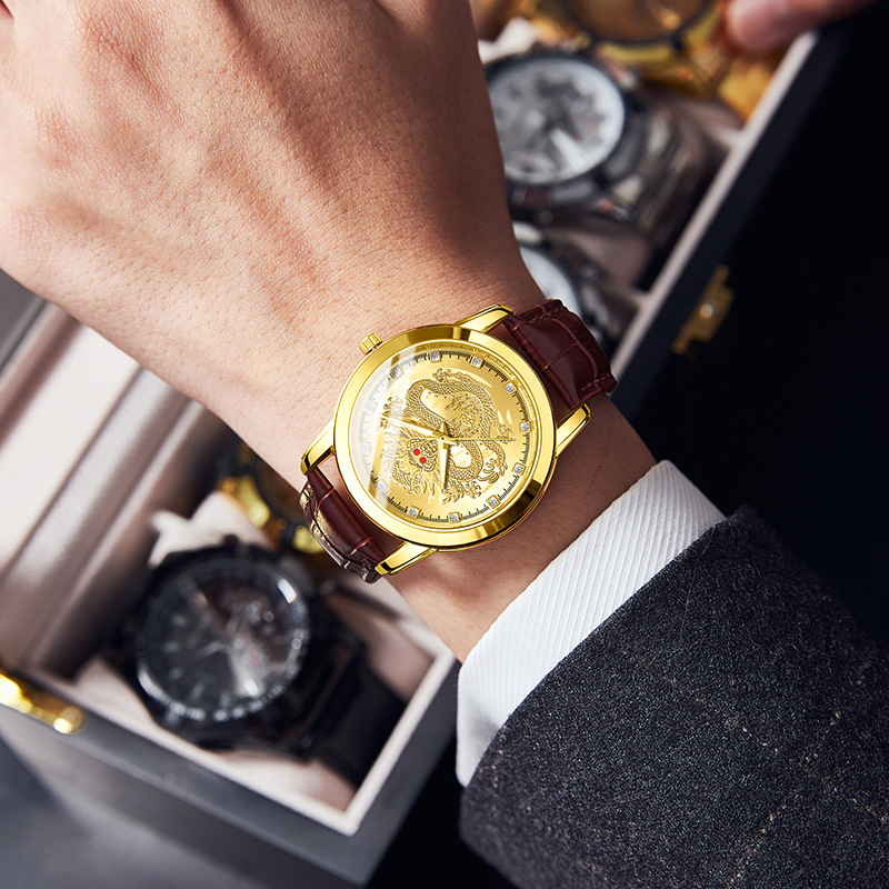 นาฬิกาควอตซ์ผู้ชาย สายหนัง นาฬ - Leather Watch Band Men บทวิจารณ์และราคา