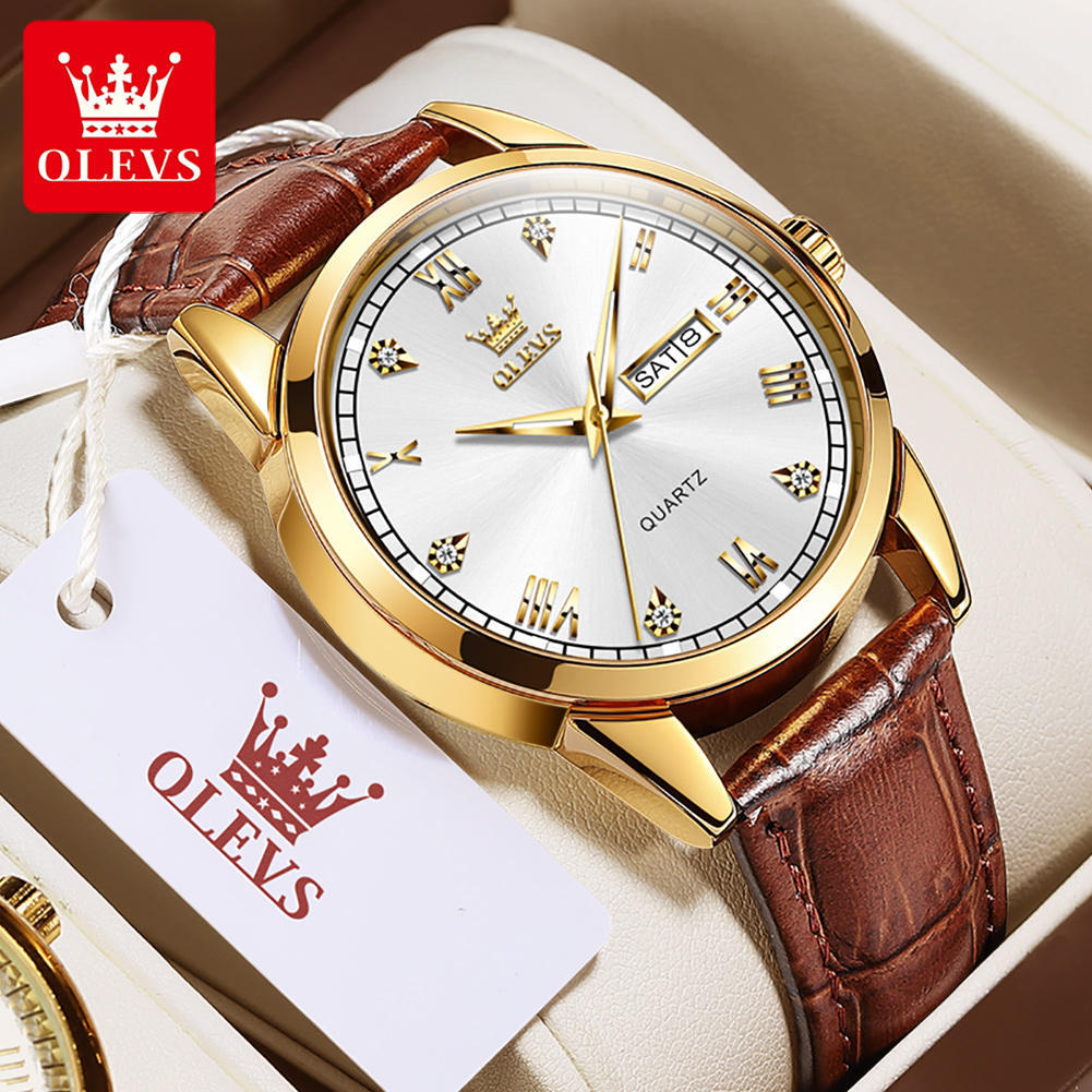 OLEVS 6896 แบรนด์ชั้นนำผู้ชายน - Leather Watch Band Men บทวิจารณ์และราคา