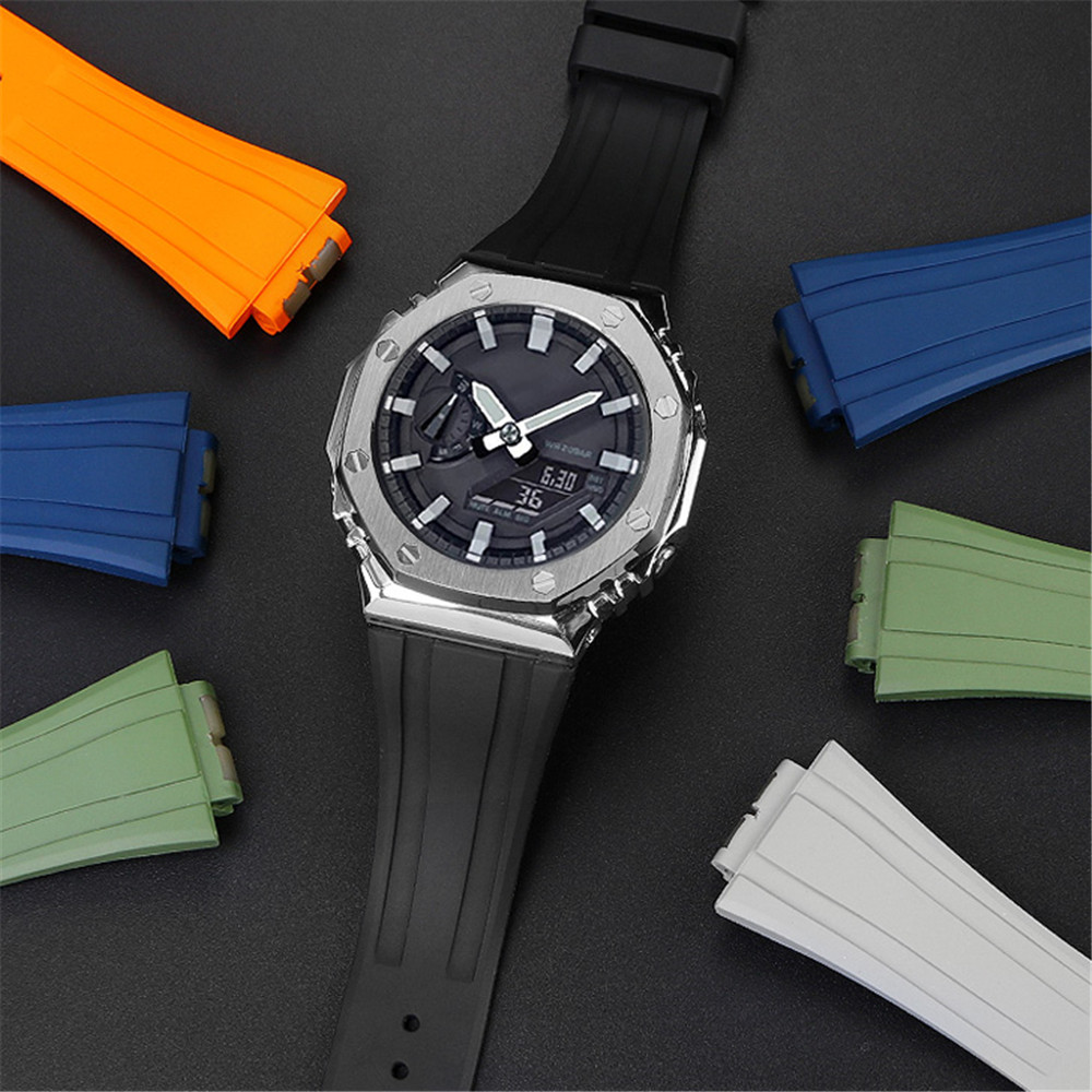 สายนาฬิกาข้อมือยางฟลูออโรสำหรั - Casio Watch G-Shock Ga-2100 บทวิจารณ์และราคา