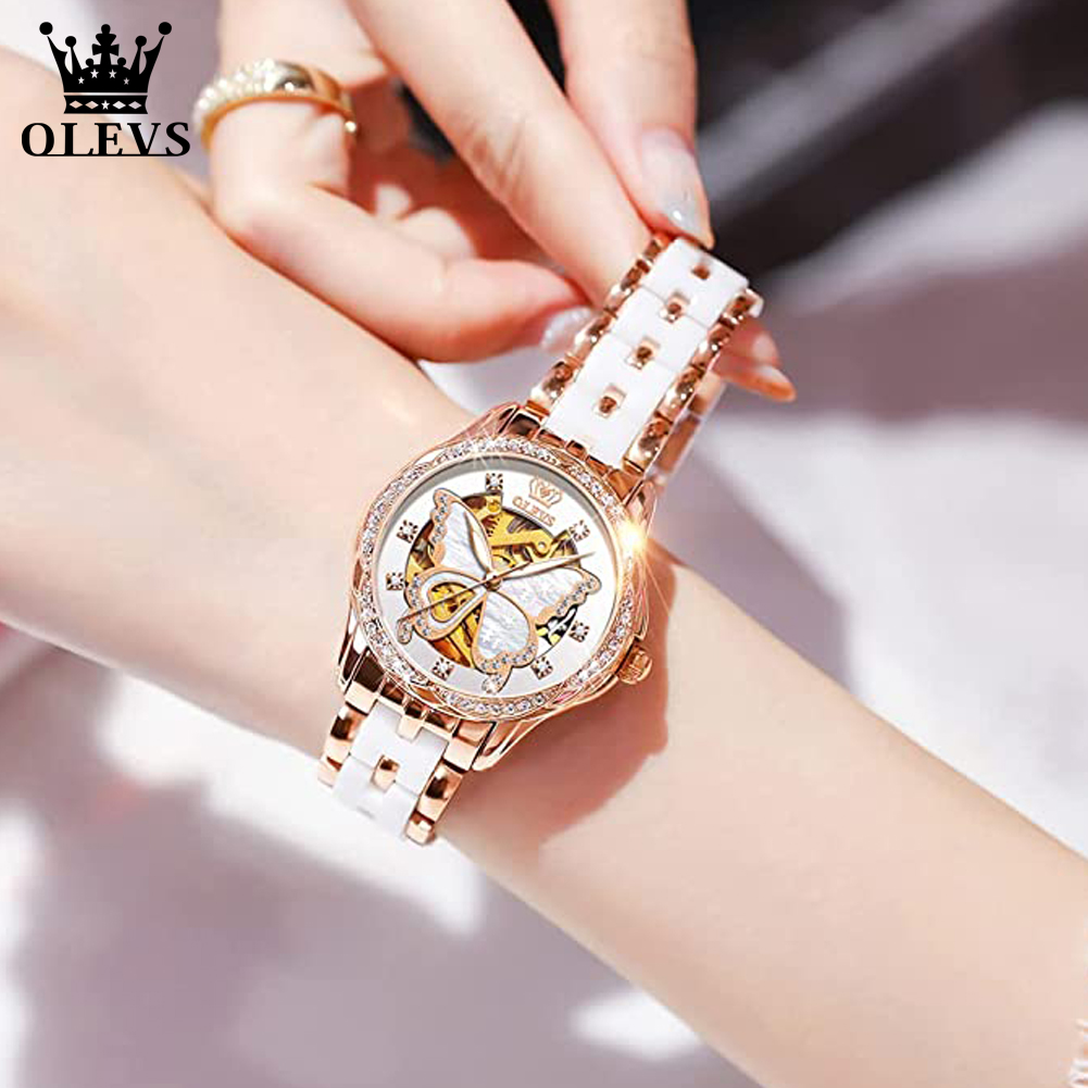 OLEVS ผู้หญิงนาฬิกาอัตโนมัติ S - Butterfly Clasp Deployant บทวิจารณ์และราคา